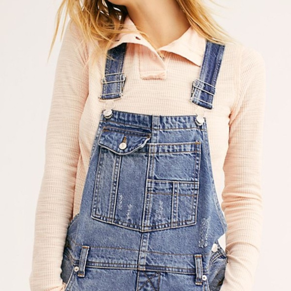 Free People Distressed boyfriend denim overalls - Picture 4 of 8